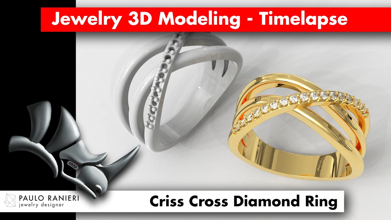 Criss Cross Diamond Ring - 3D Modeling Timelapse 