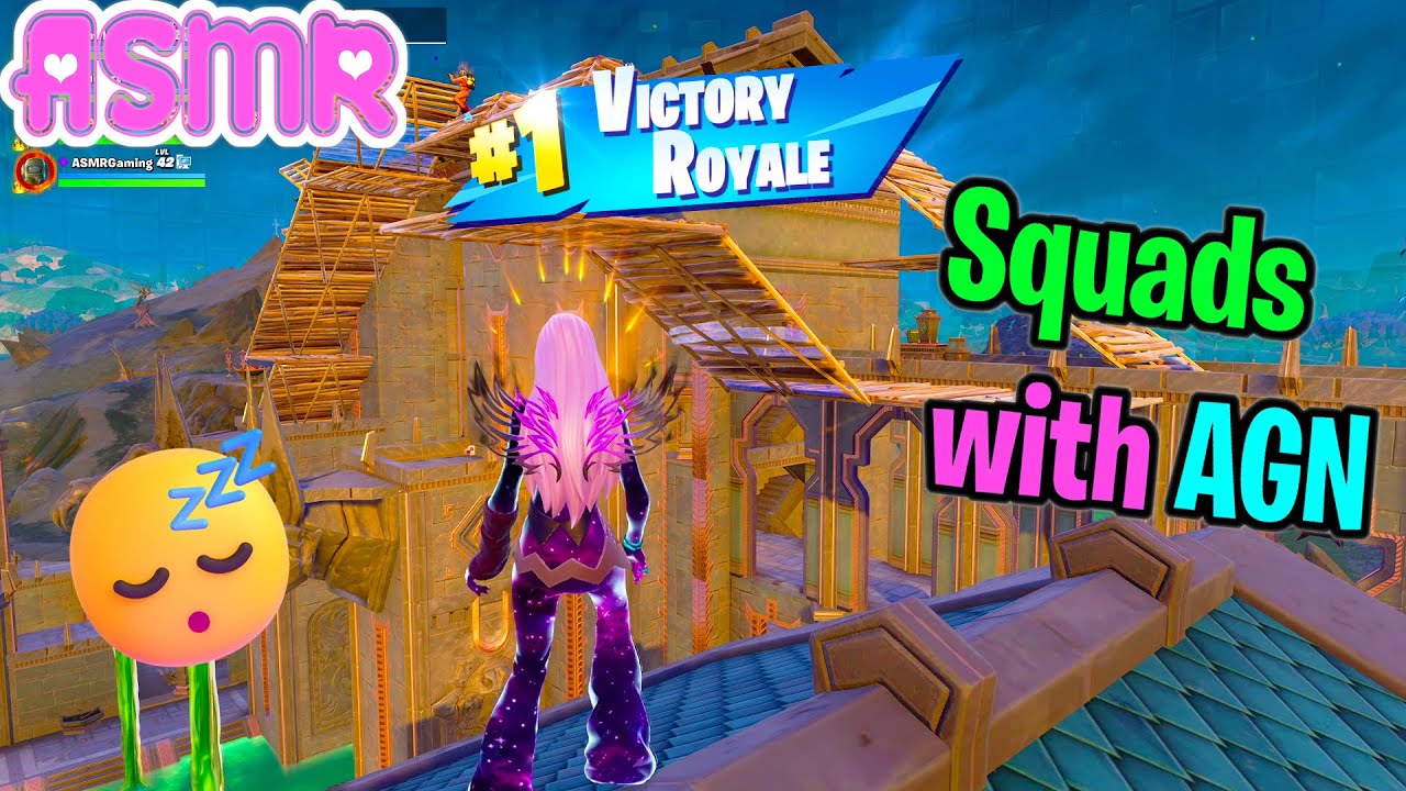 ASMR Gaming 🍀 Fortnite Squads with AGN Relaxing Gum Chewing + Controller Sounds Whispering 🎧