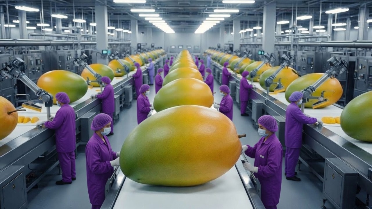 Inside a Mega Mango Processing Factory : Full Production Line