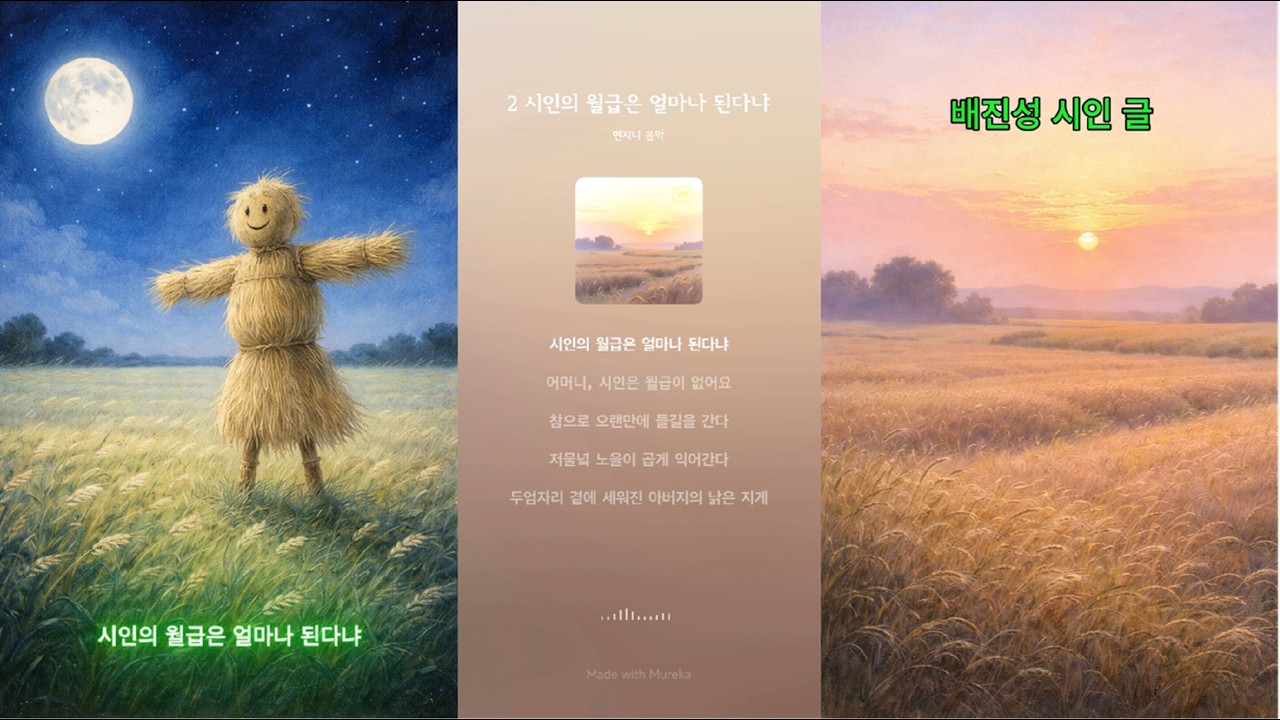 시인의 월급은 얼마나 된다냐    음악 형식에 맞게 약간 변형 배진성 시인의 동의하에 올림.     이어도공화국 유튜브에  이어도공화국 시와음악카페. 에서 활동하는 시인