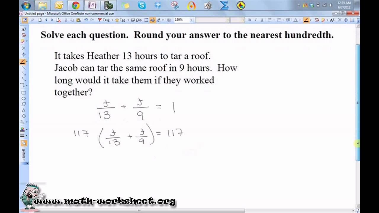 Algebra - Equations- Work word problems - Hard