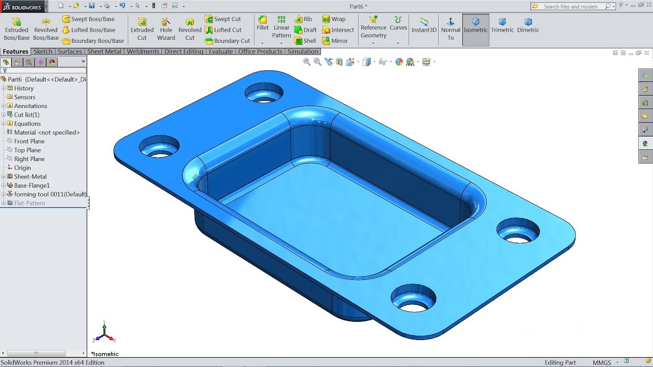 Solidworks Sheet Metal tutorial forming tool