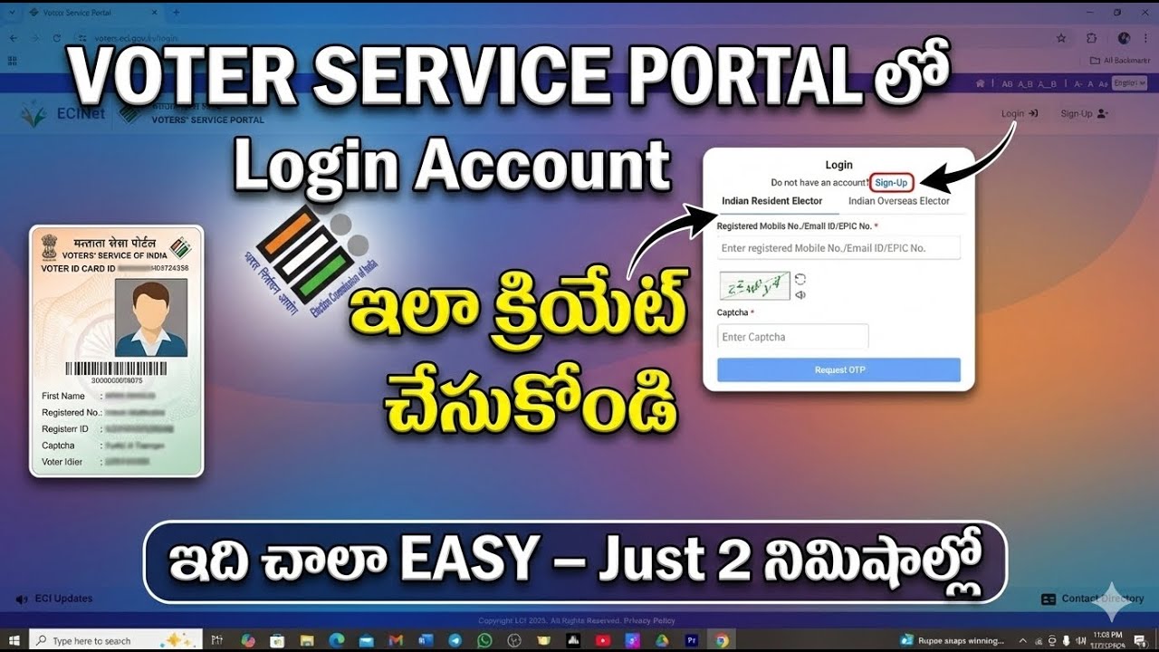 How To Create login Account in Voter Service Portal in Telugu | Register 👉Voter Service Portal 2026
