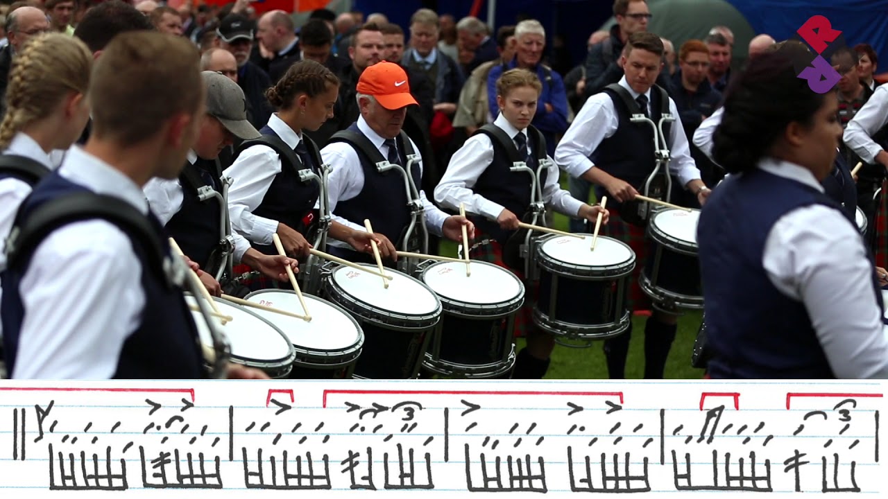 Simon Fraser University Pipe Band Drum With Music - World Pipe Band Championships 2017