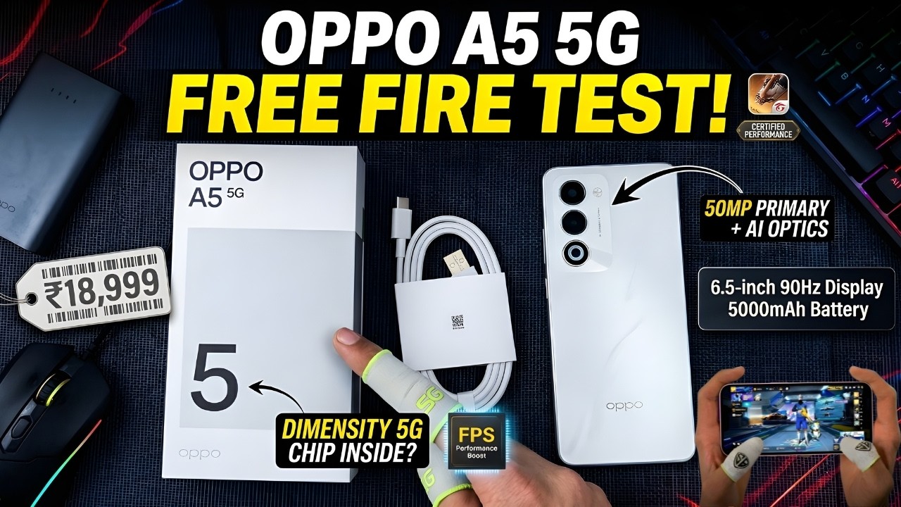 Oppo A5 5g Free Fire Test | Dimensity 6300 Free Fire Test | Gaming Test In Oppo A5 5g Free Fire