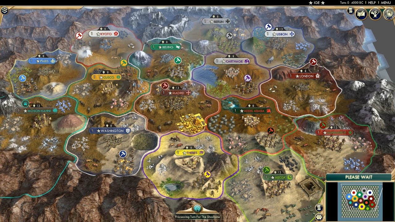 Civ 5 AI Only Timelapse: Wonderful World