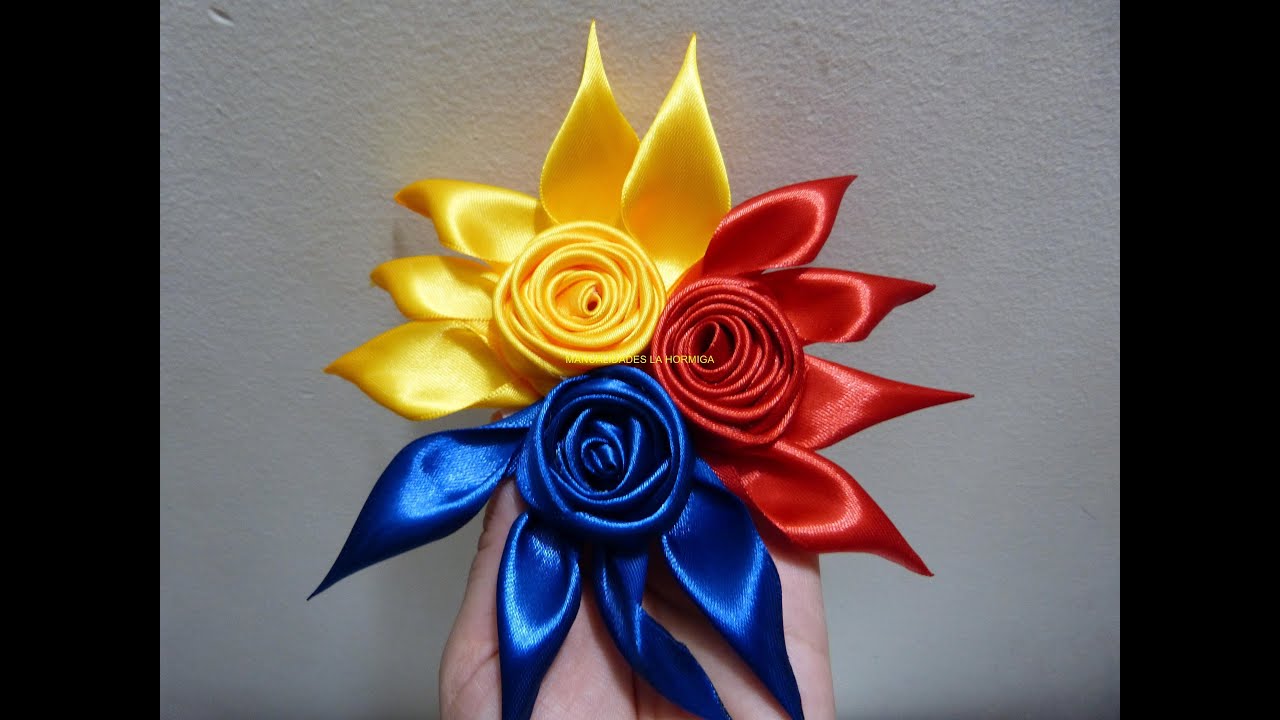Como hacer moños tricolor,How to Make Flower of Liston