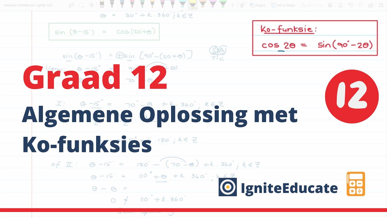 Algemene Oplossing met Ko-funksies (Graad 12 Wiskunde | Trigonometrie)