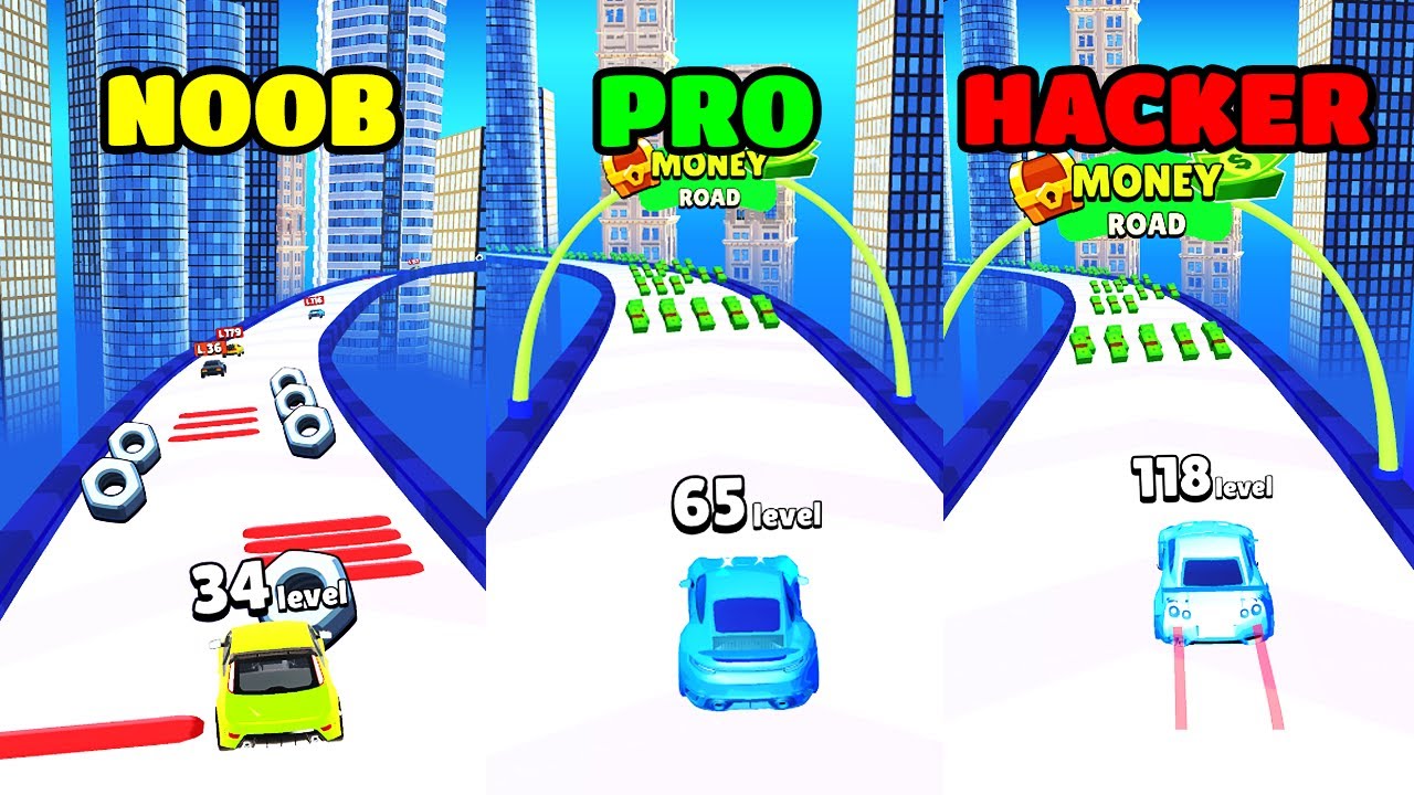 Level Up Cars Gameplay - NOOB vs PRO vs HACKER (iOS/Android)