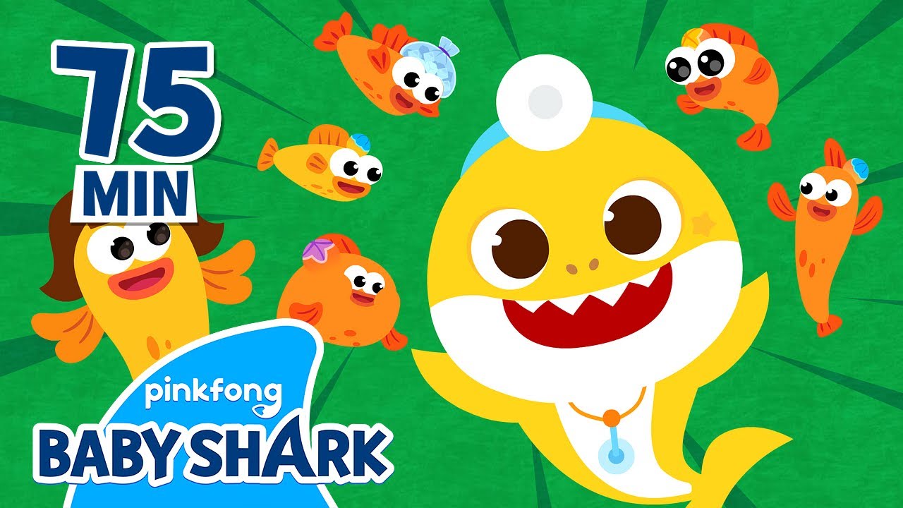 Five Little Sharks Jumping on the Bed | +Compilation | Best Nursery Rhymes | Baby Shark Official