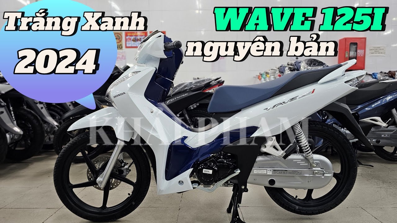 Cận cảnh WAVE 125i 2024 Trắng Xanh nguyên bản + giá bán tại CH Mai Duyên 29/02/2024. Khải Phạm #wave