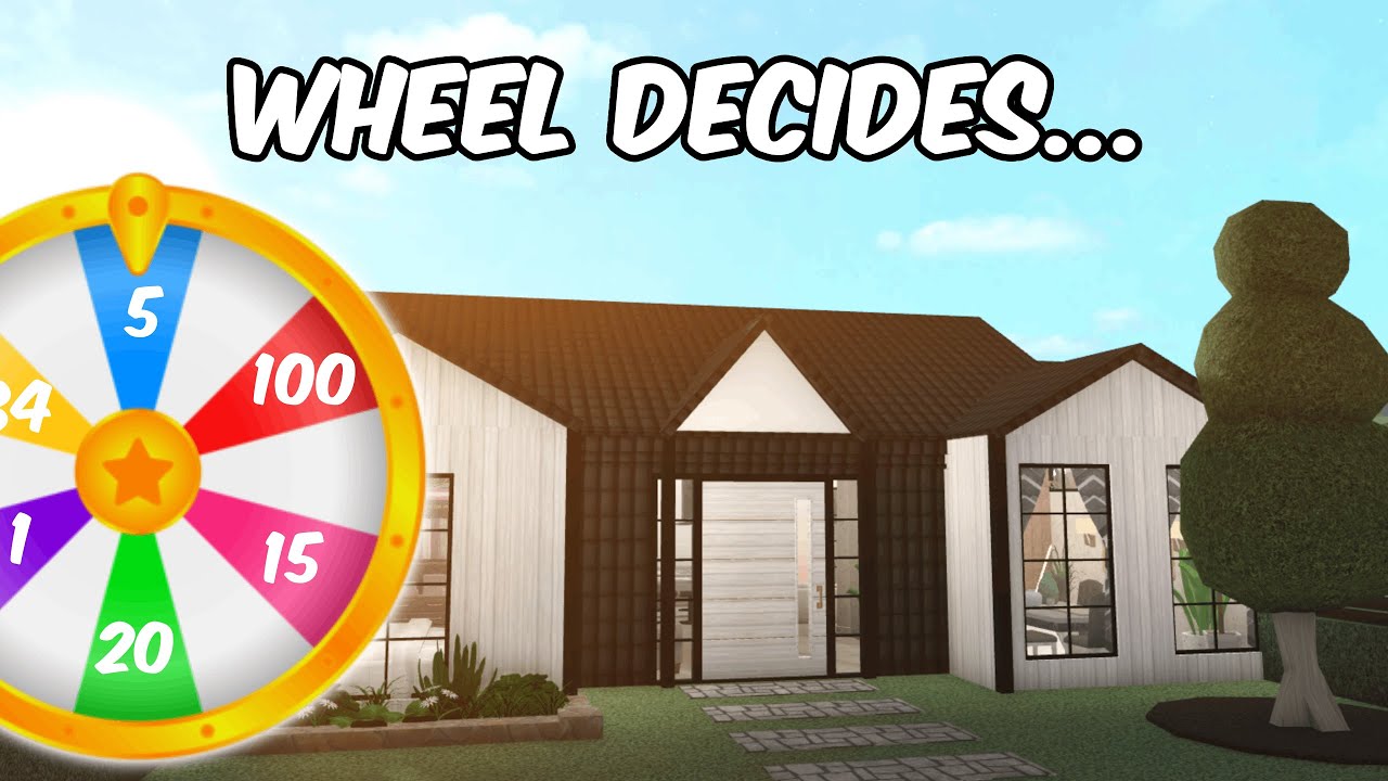 BUILDING in BLOXBURG but a WHEEL DECIDES HOW MANY ITEMS GO IN EACH ROOM