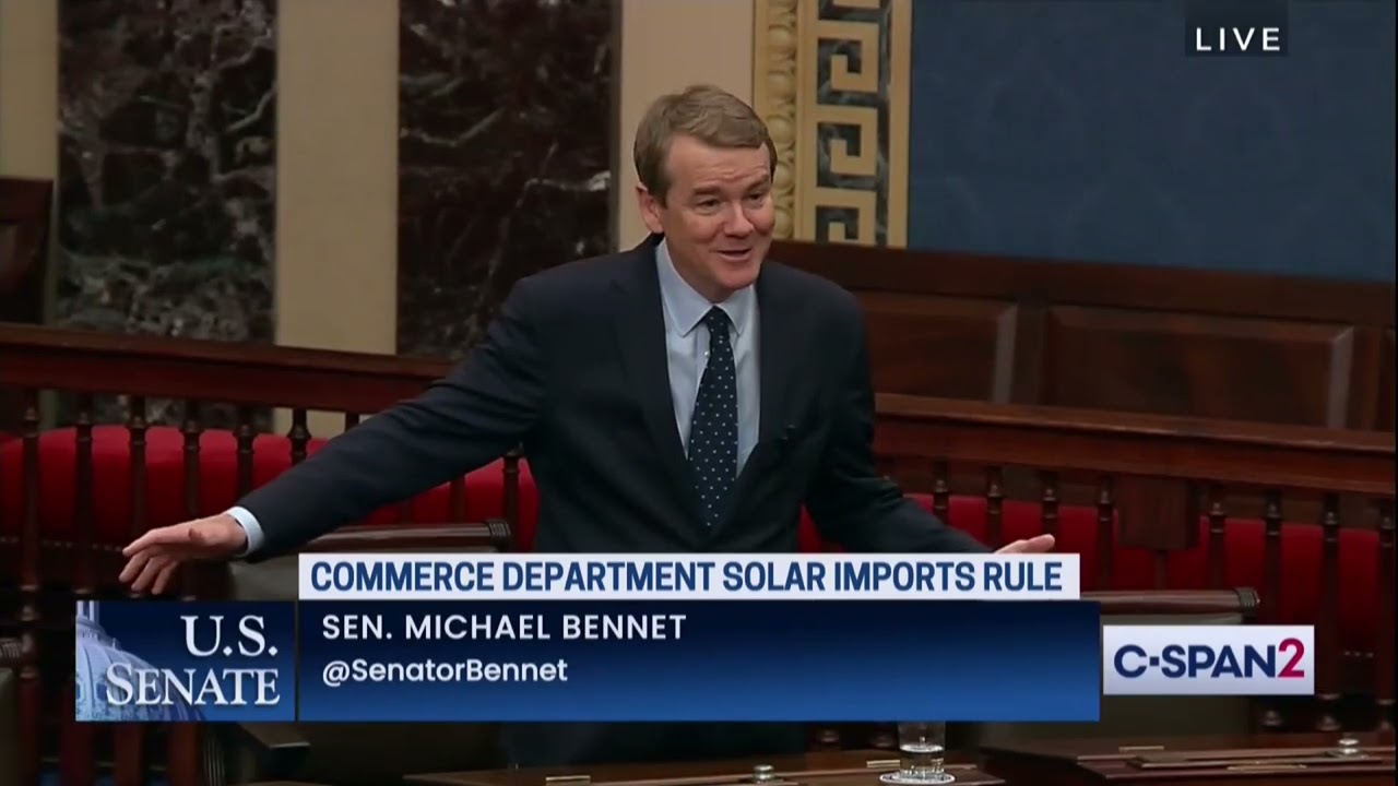 On Senate Floor, Bennet Speaks in Opposition to Solar Tariffs