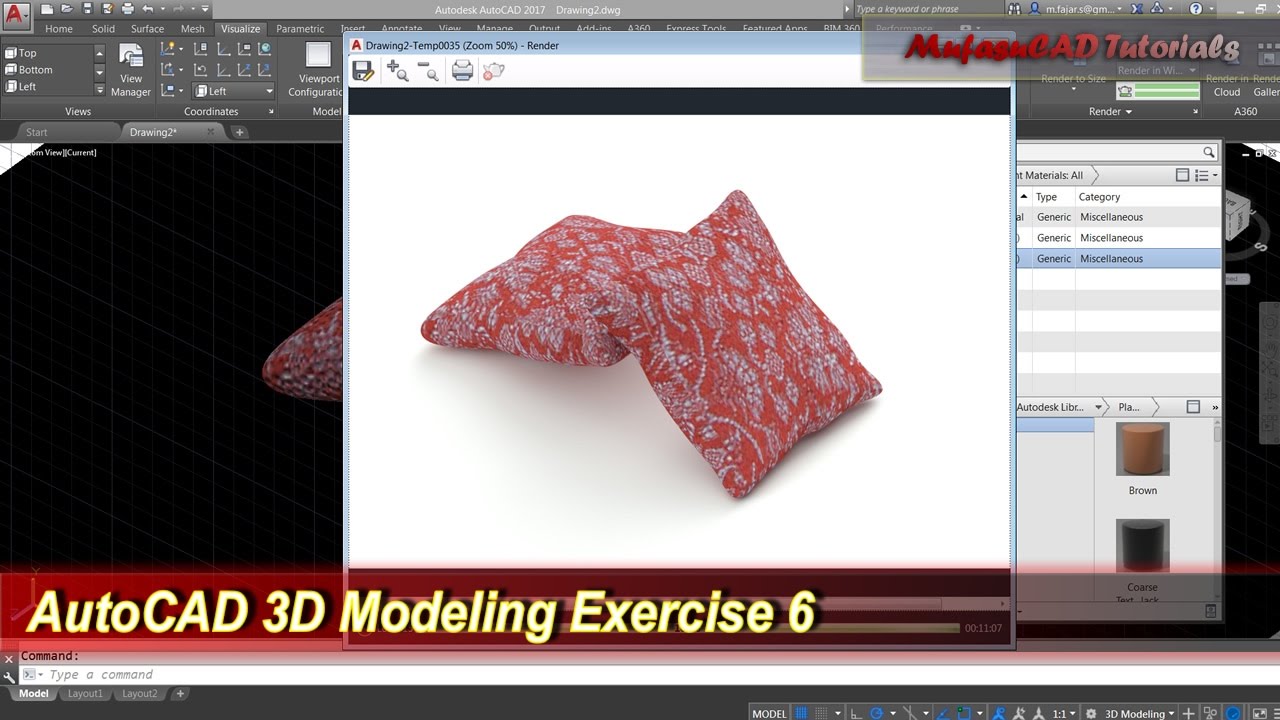 AutoCAD 3D Modeling | Cushion FreestyleTutorial | Exercise 6