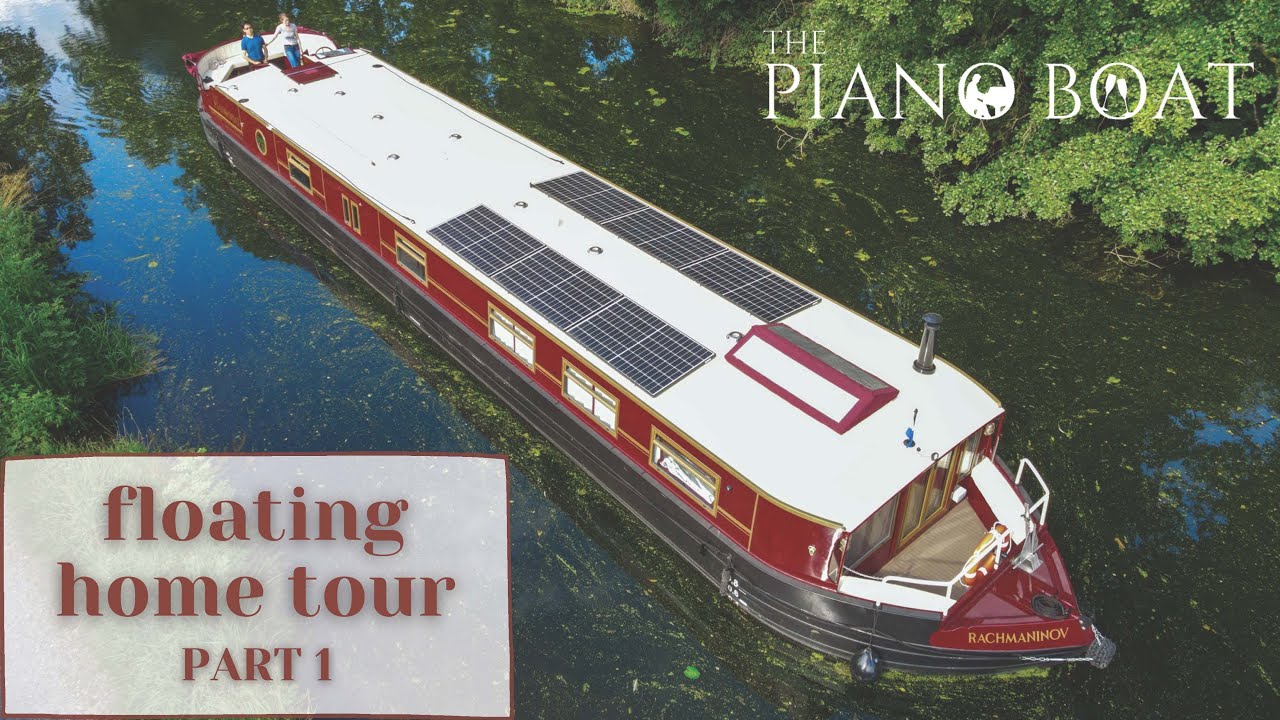 #8 Unique Canal Boat Floating Home Tour - Part 1 | See inside The Piano Boat