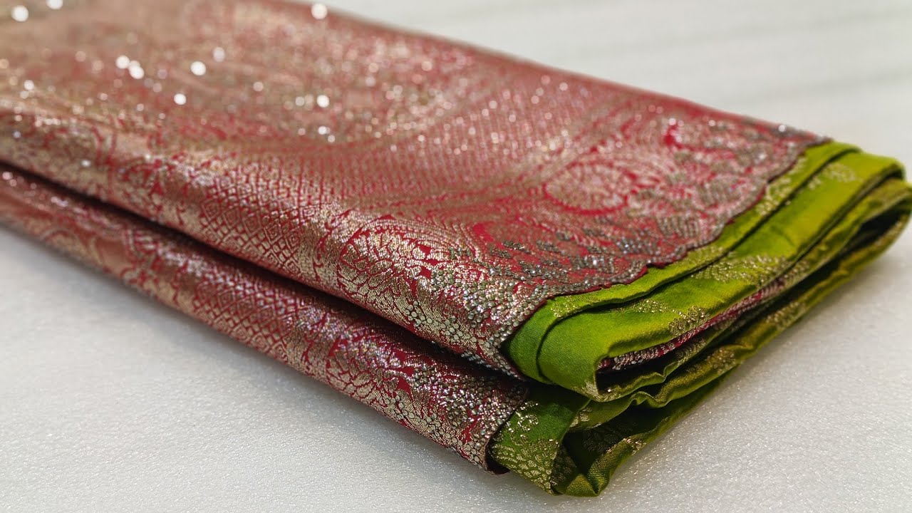 PARROT GREEN DESIGNER BANARASI SAREE IN STONE WORK & ZARI WORK | PATLI SAREE