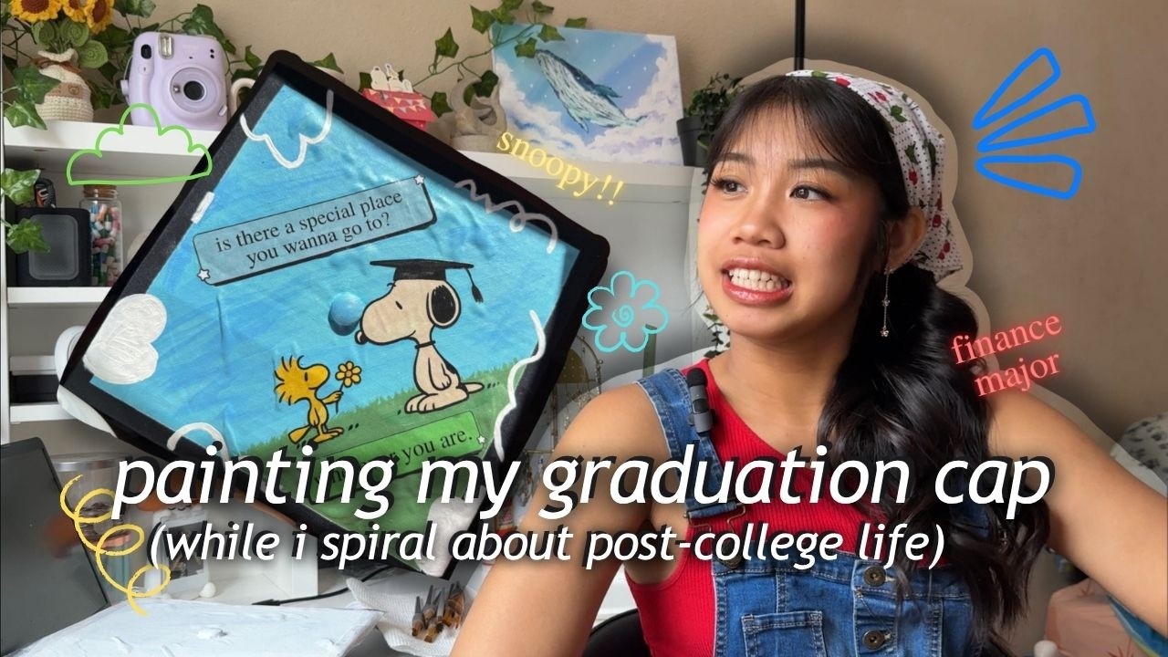 trying to romanticize graduation | grad cap painting sesh