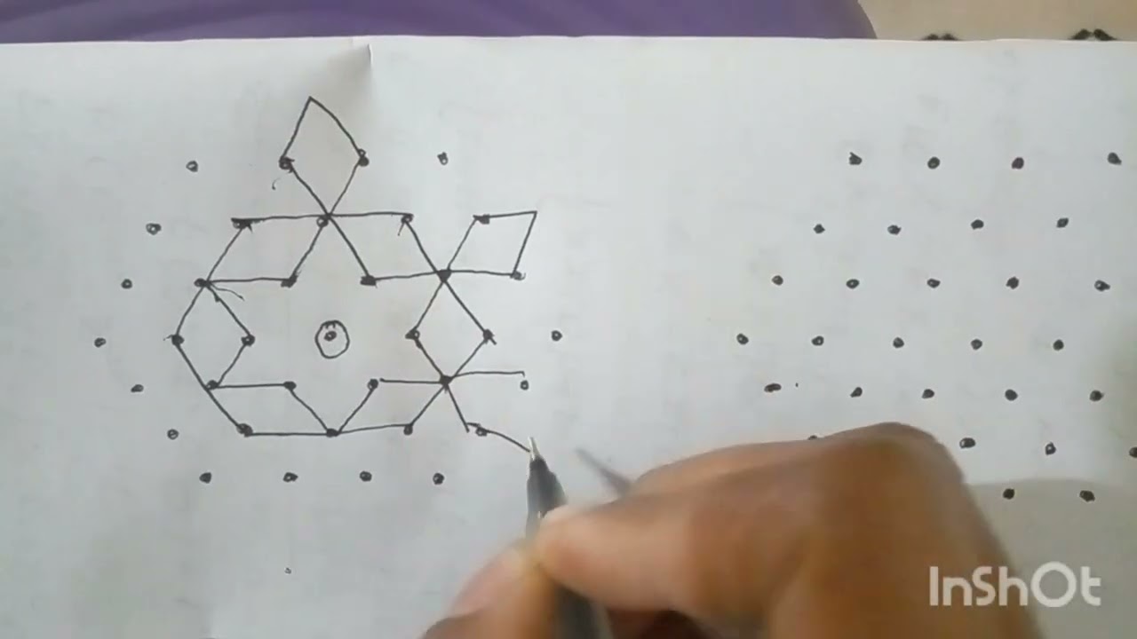 Beautiful 7×4 Dots Rangoli | Easy Kolam for Beginners | Simple Rangoli Design