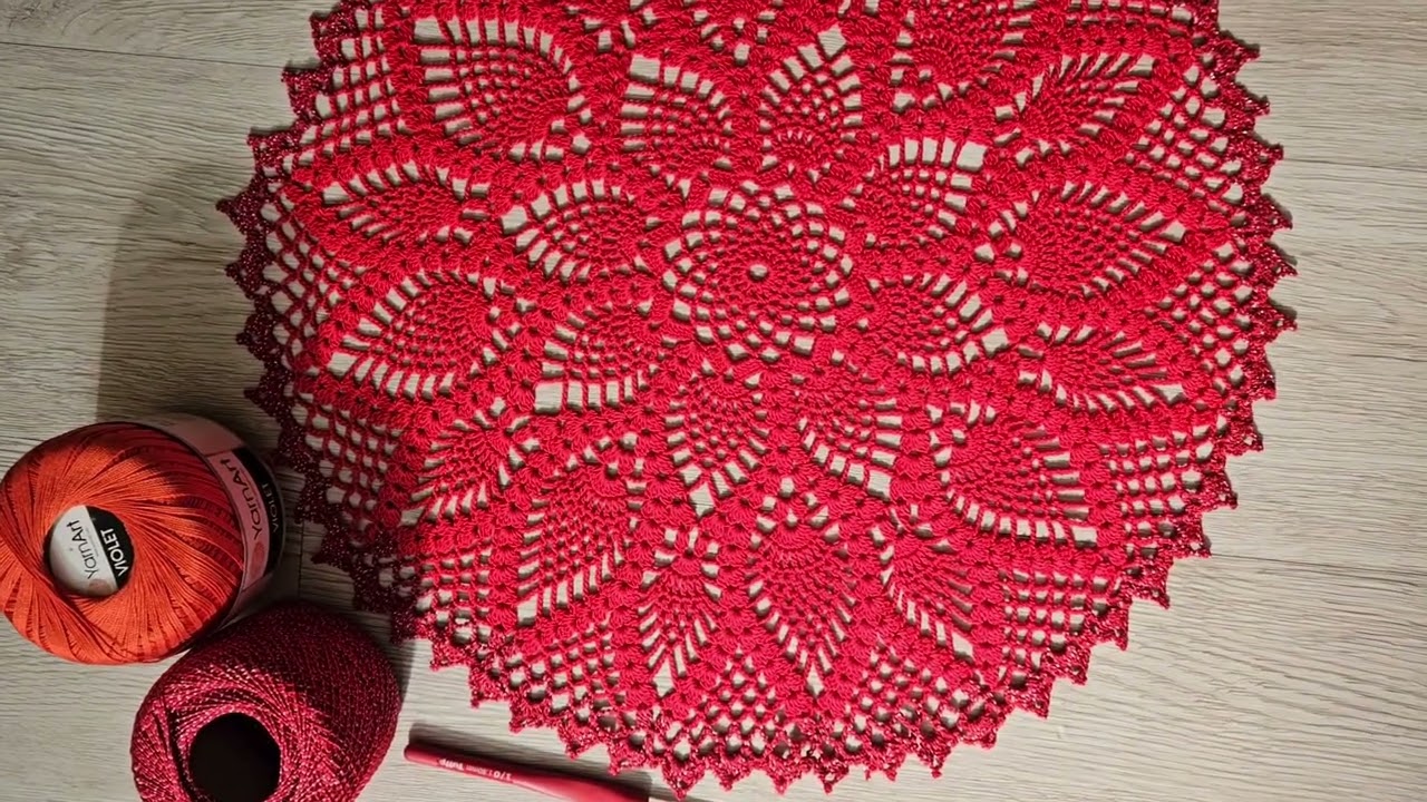 Móc tấm lót bình hoa - Crochet a pretty circle doily