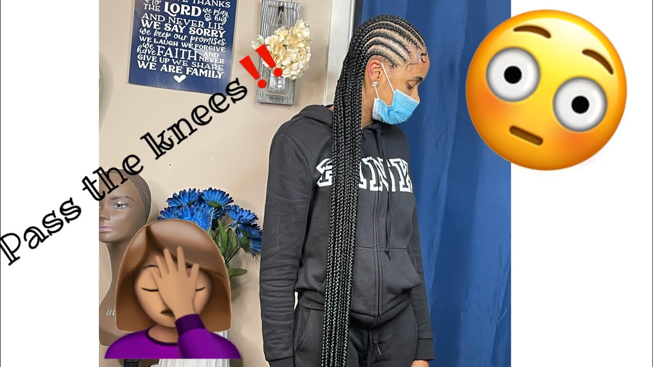SHE REALLY GOT HER STRAIGHT BACK BRAIDS PAST HER KNEES!!! #BOBBIBOSS #JUSTBRAID #OMBRE