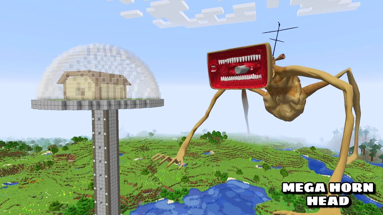 DEFENDING AGAINST MEGA HORN HEAD PART 2 in Minecraft - Gameplay - Coffin Meme
