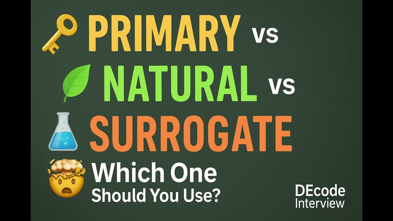 Primary Key vs Natural Key vs Surrogate Key | DBMS Concepts Explained Simply #dataengineering