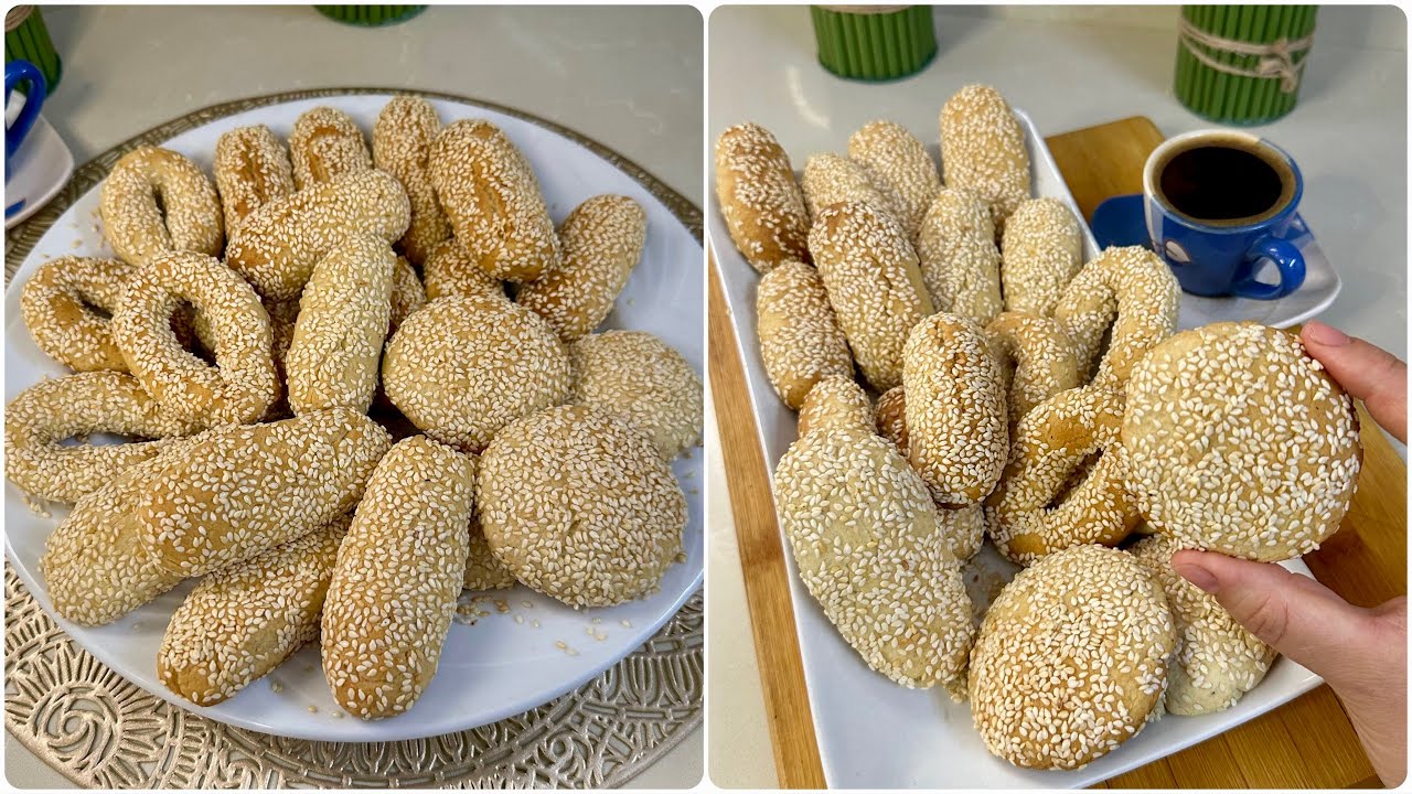 كعك ابو السمسم العراقي بدون امونيا بدون دهن وبدون زبد بمكونات جداً بسيطة ومتوفرة