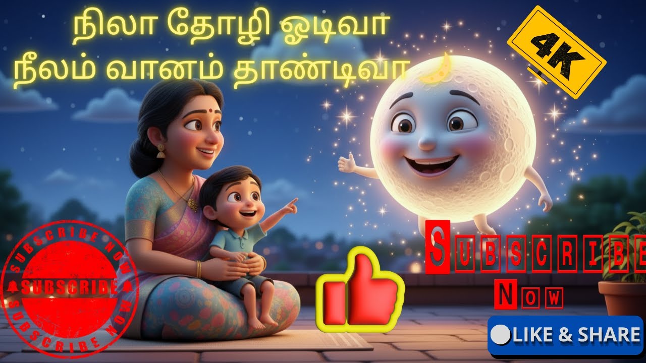 👉 நிலா தோழி ஓடிவா – இனிய தாலாட்டு பாடல் 😴🌙 | Tamil Nursery Rhymes for Kids