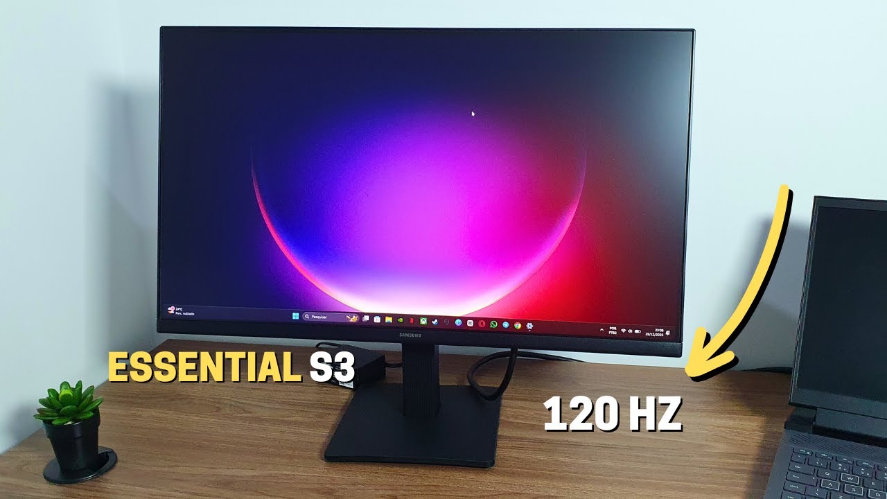 MONITOR SAMSUNG ESSENTIAL S3 com 120HZ Painel IPS 2x HDMI - UNBOXING