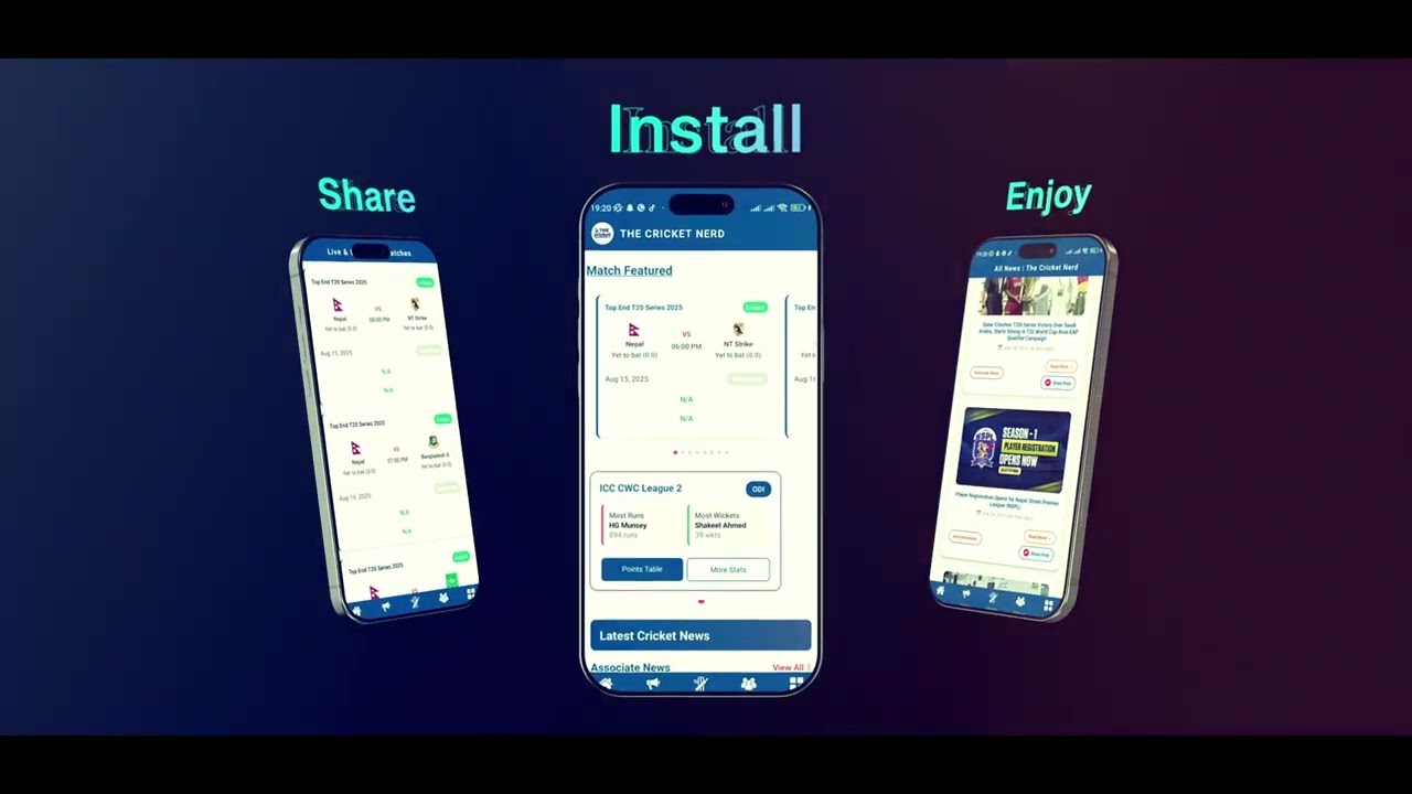Presenting THE CRICKET NERD Mobile App || Nepal Cricket Match, News, Player Stats & Ranking