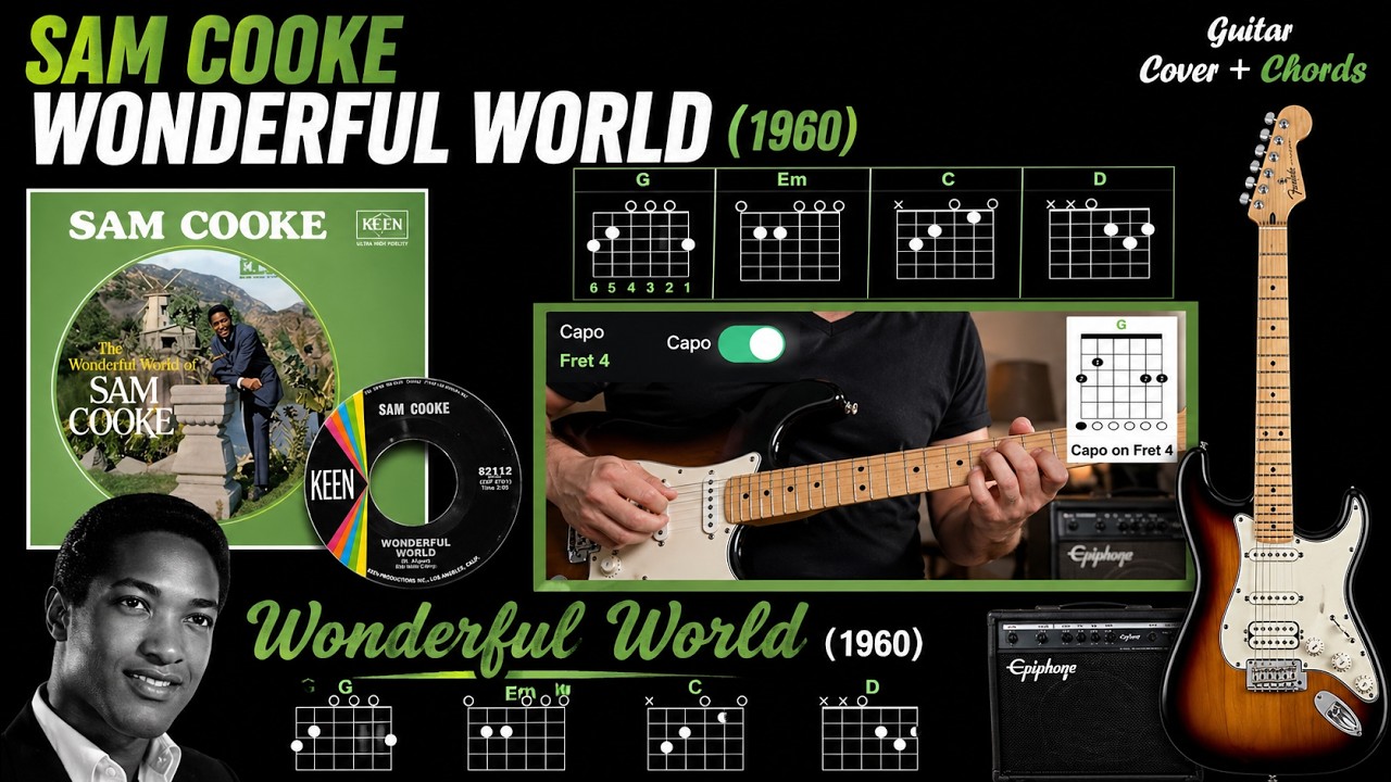 Wonderful World - Sam Cooke | Guitar Cover + Chords On Screen