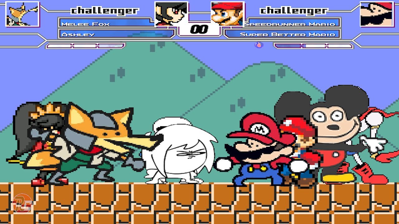 Meele Fox, Ashley, Ill, Sans  VS  Speedrunner Mario, Super Better Mario, Mokey, Papyrus | best of 3