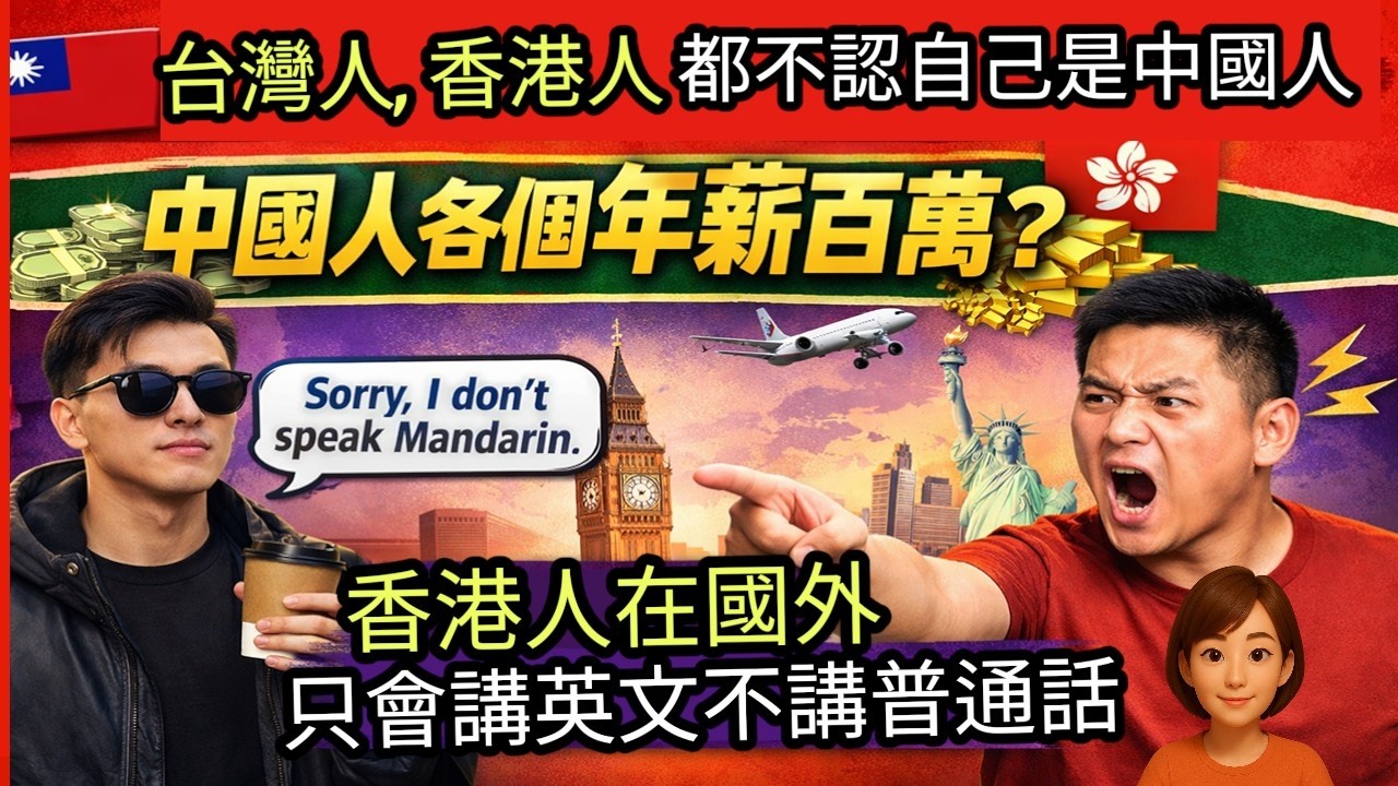 中國人各個年薪百萬？台灣人、香港人都不認自己是中國人!香港人在國外只會講英文不講普通話