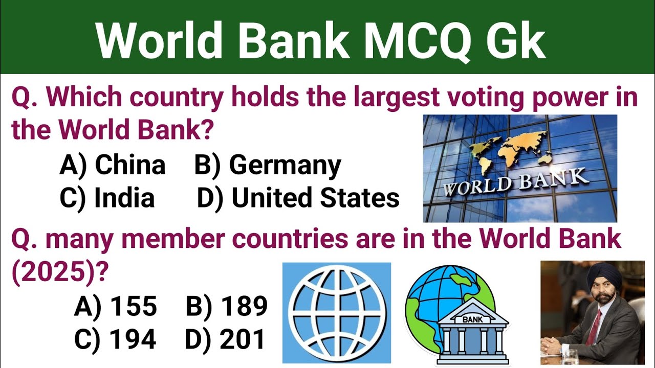 World Bank Mcq GK || विश्व बैंक Gk || World Bank Mcq GK Quiz || #world bank gk