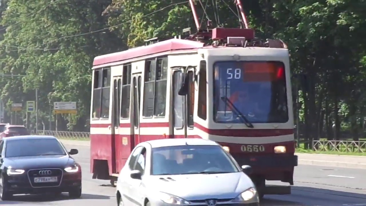 Трамвай "58-й с курсом на Поклонную гору!" Петербурга 9-718: ЛМ-99АВ б.0550 по №58 изм. (25.07.19)