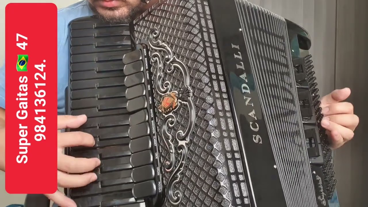 VENDIDA!!! ACORDEON SCANDALLI CORDOVOX SUPER V BLACK DUPLO CASSOTO