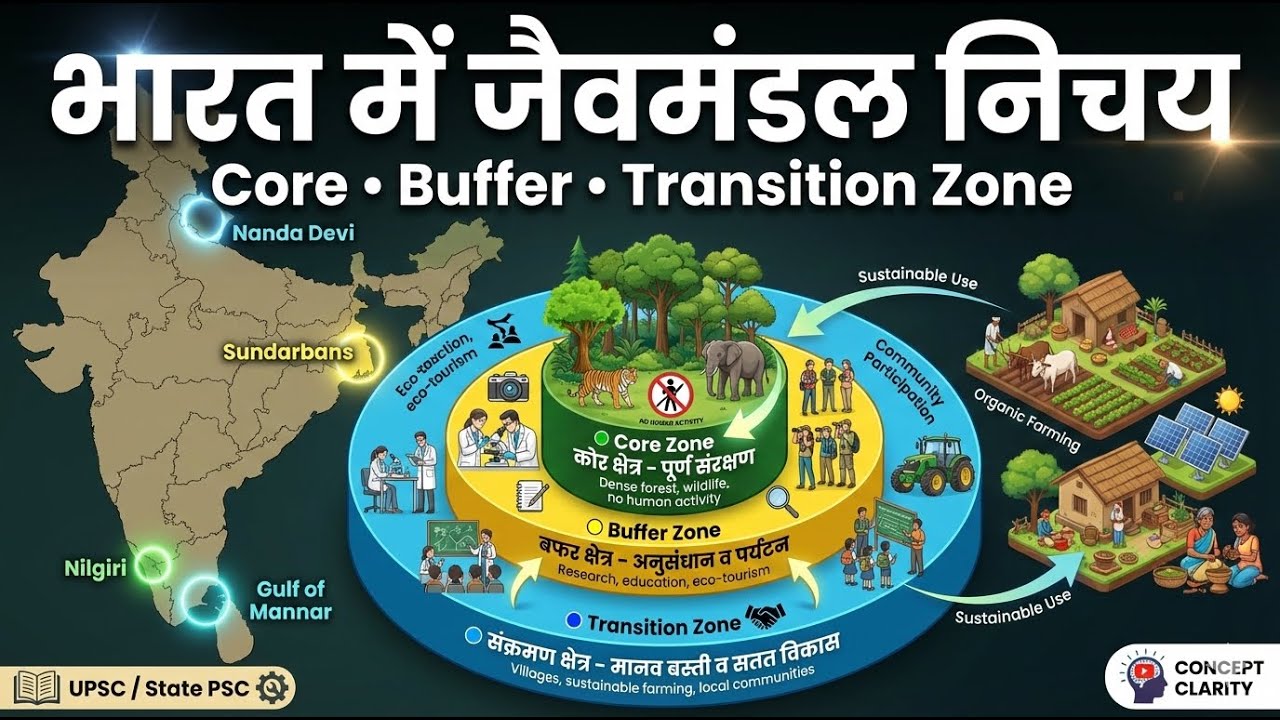 जैवमंडल निचय (बायोस्फेर रिजर्व) | Biosphere Reserves in India | UPSC & State PSC