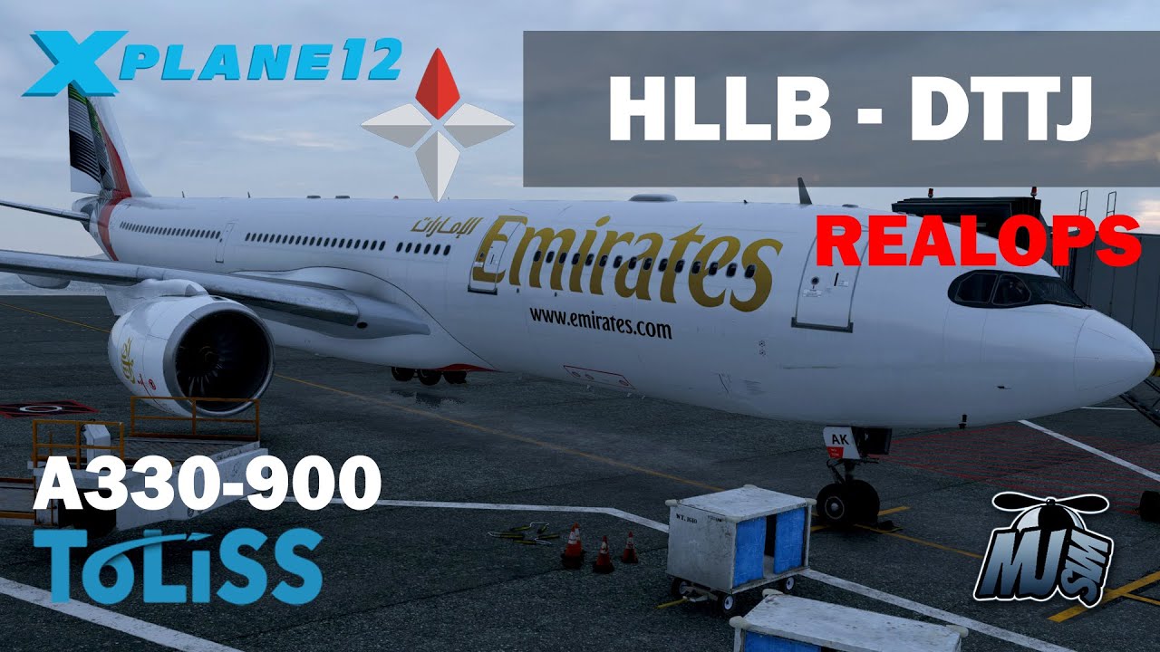 🔵 X-PLANE 12.3.1 | HLLB / Benghazi ✈ DTTJ / Djerba | A330-900 Toliss #xplane12