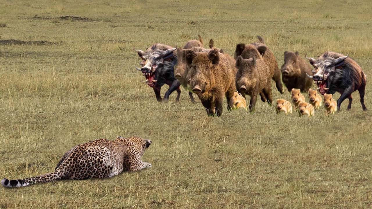 11 Pertarungan PALING G!LA Macan Tutul VS Babi Hutan Terekam Kamera