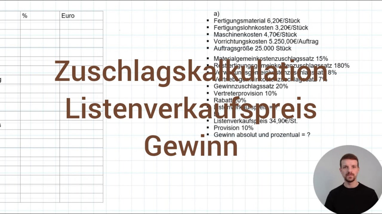 BWH Industriemeister Metall 2024-2 Herbst Aufgabe 5 - Zuschlagskalkulation, Listenverkaufspreis