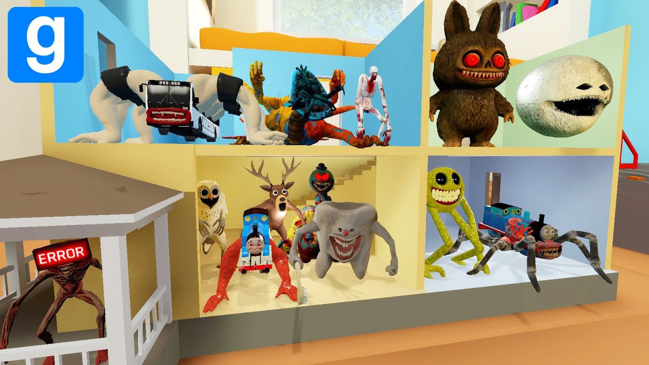 EVERYTHING TURNED INTO MONSTERS: CURSED MONSTER,BUS EATER, ERROR HEAD, HOUSE HEAD, CAR EATER IN GMOD