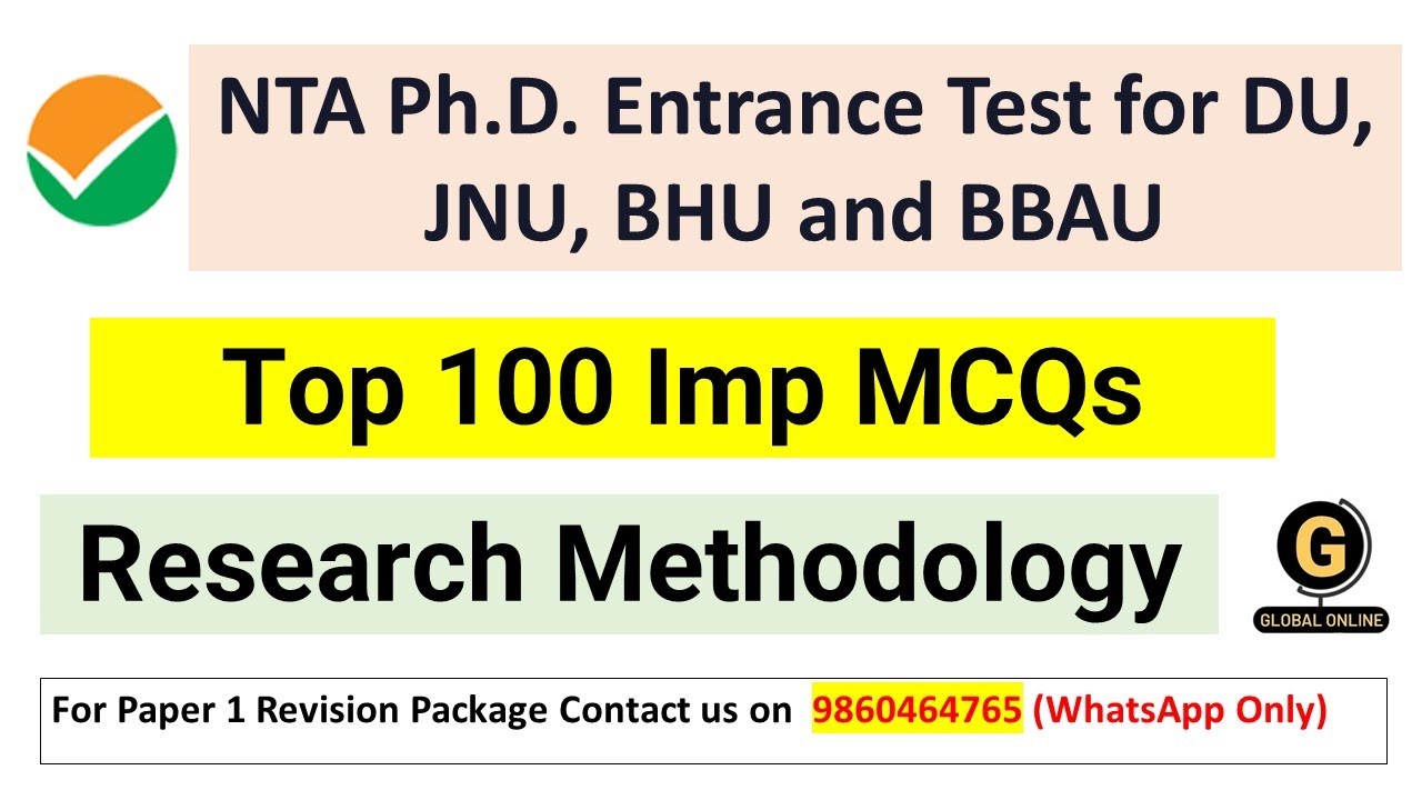 NTA PhD Entrance Test 2023 | Top 100 Imp MCQs On Research Methodology | NTA PhD Entrance Exam 2023