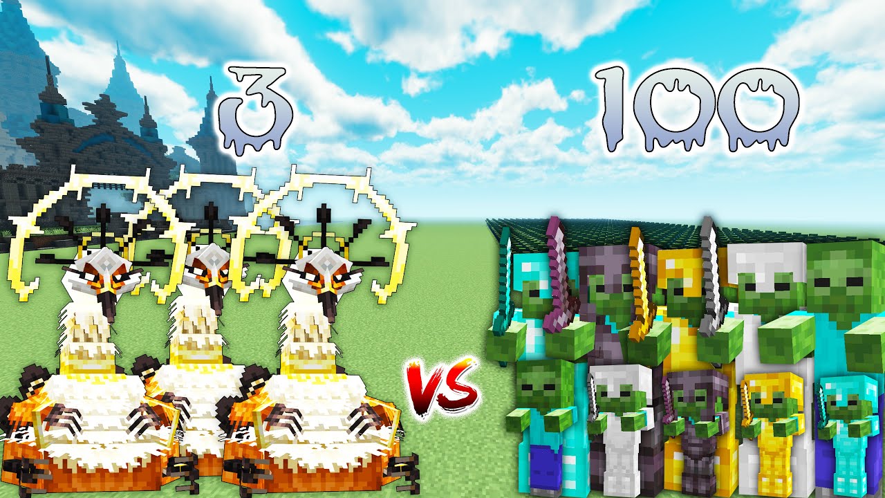 3 Umvuthi the Sunbird Vs 100 Zombies | Minecraft