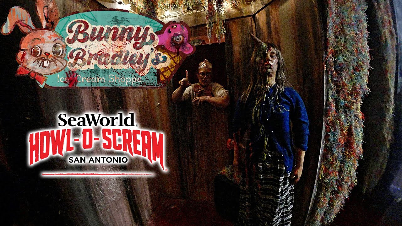 Bunny Bradley's Ice Cream Shoppe Haunted House POV Howl O Scream  SeaWorld San Antonio 2024 10 18