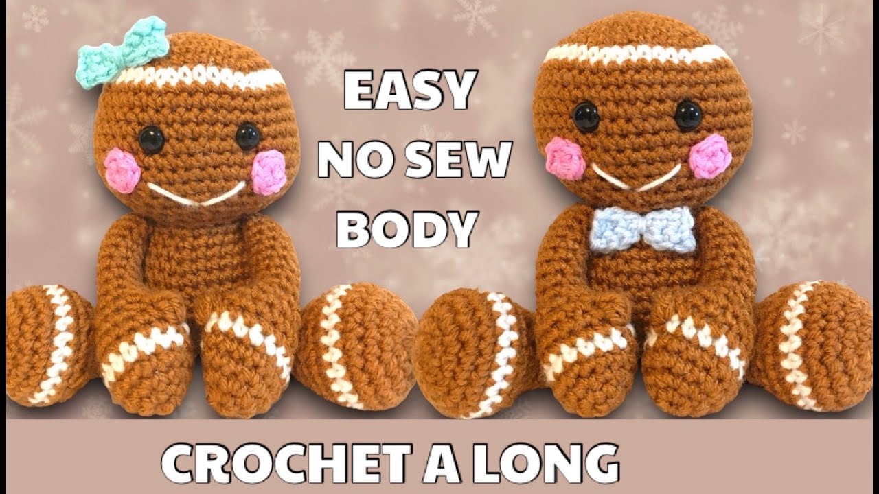 CROCHET GINGERBREAD MAN SITTING AMIGURUMI TUTORIAL