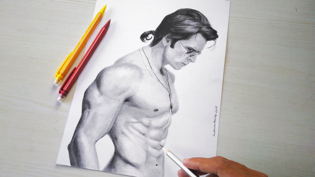 Drawing Hrithik Roshan | Draw Bicep and Six-pack Abs | Shubham Maske ArtStudio