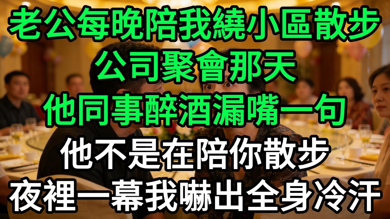 老公每晚陪我繞小區散步，公司聚會那天，他同事醉酒漏嘴一句，他不是在陪你散步，夜裡一幕我嚇出全身冷汗#生活經驗#家庭情感