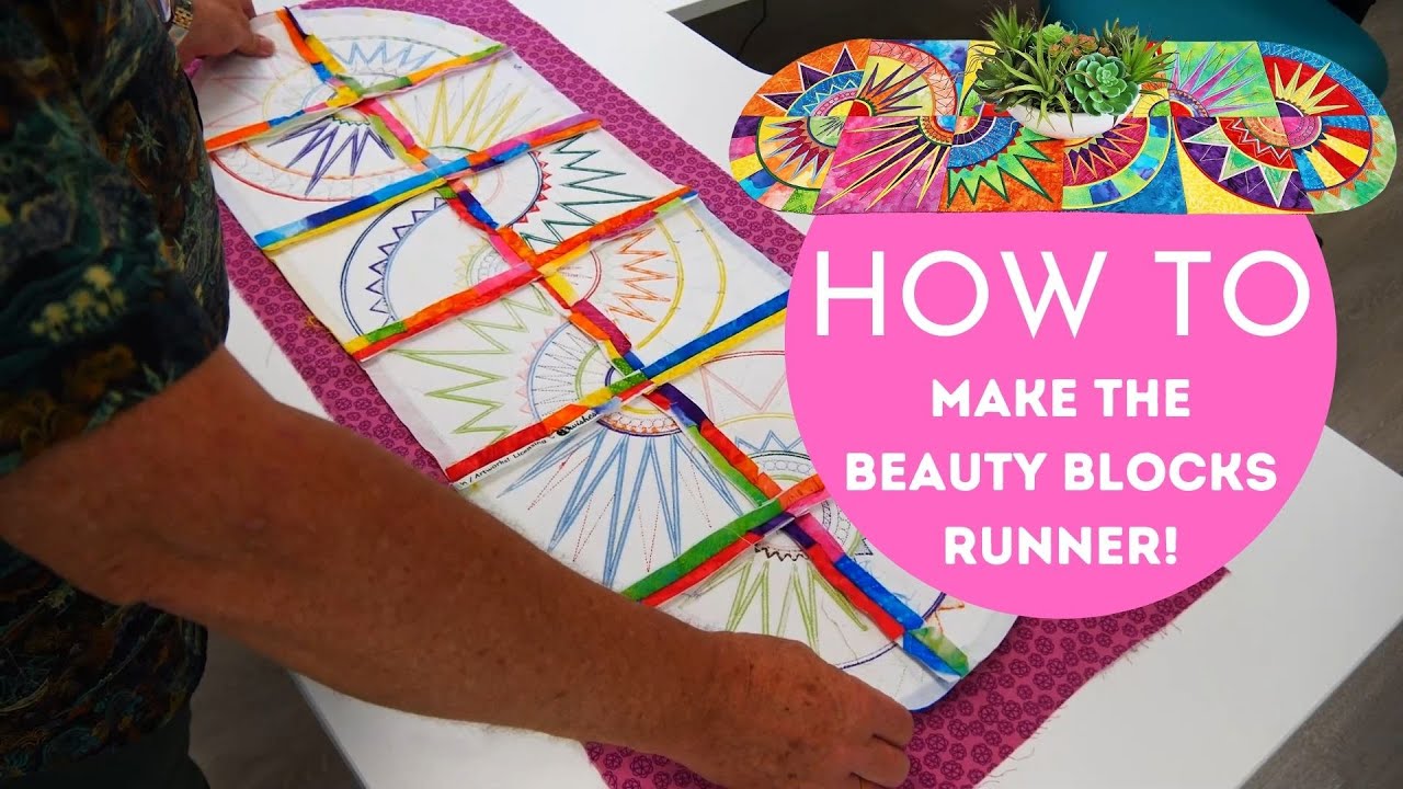How to Embroider a Beauty Blocks Curved Table Runner Tutorial.