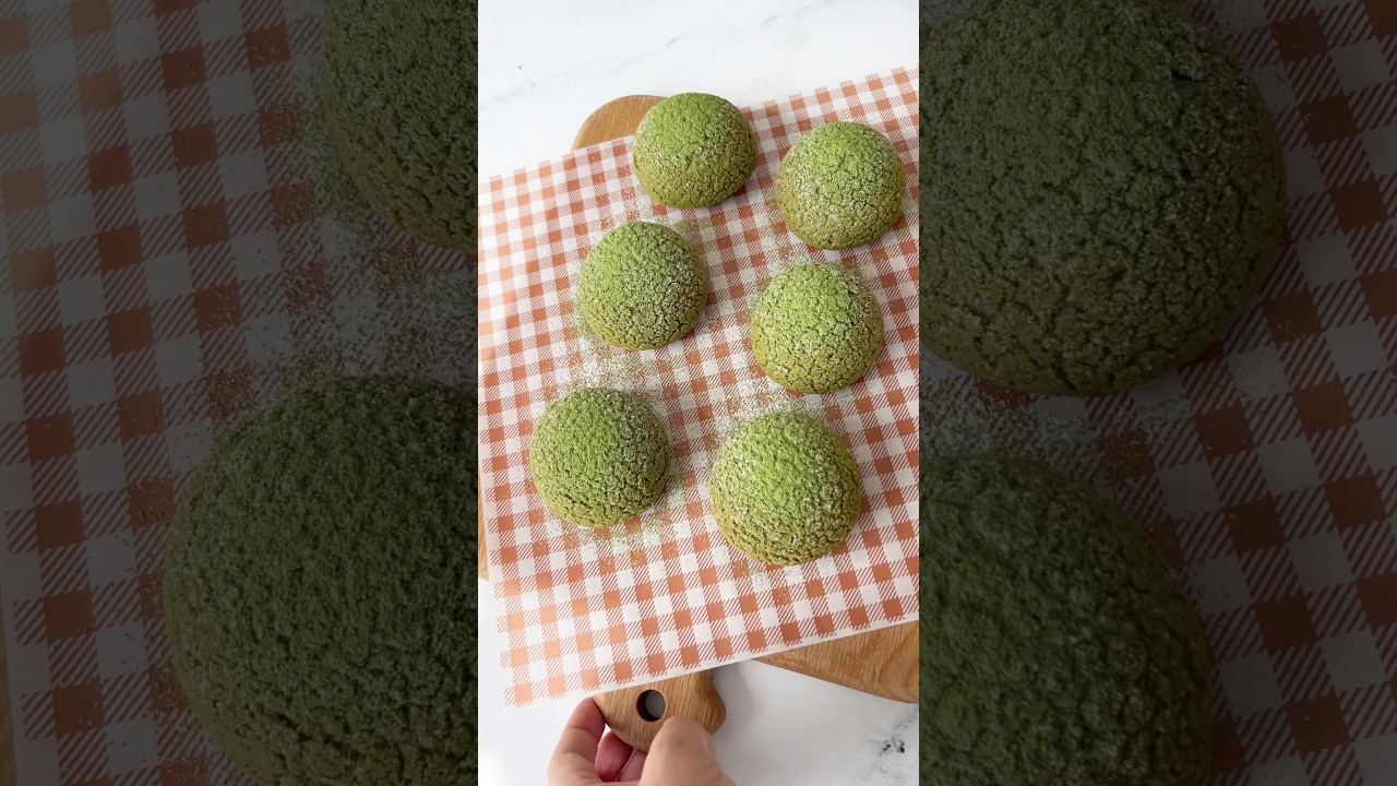 Matcha Cream Puff (Cookie Choux)&mdash;crispy top, fluffy shell, and rich matcha cream inside. 💚 #baking