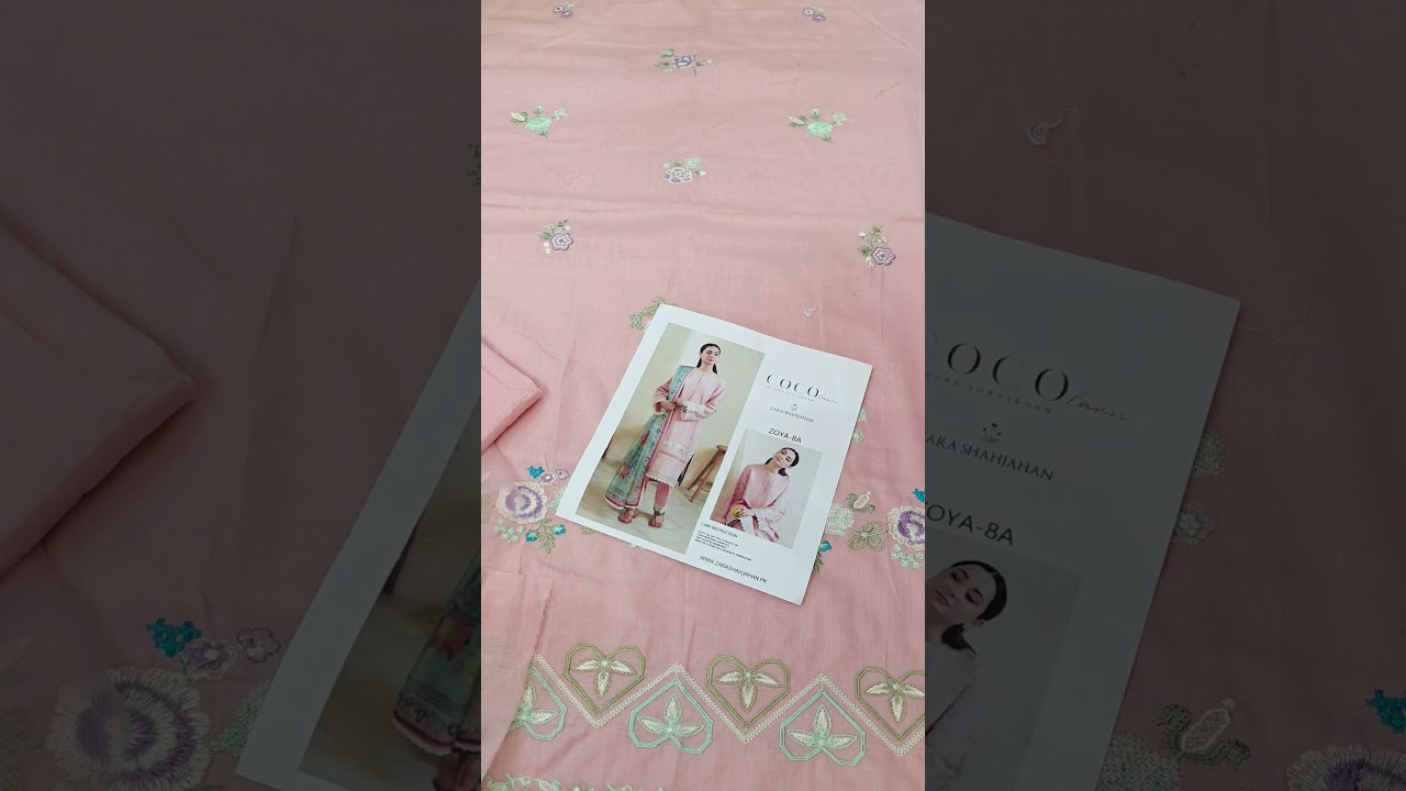Комплект из 3 частей (не сшитый) из роскошной ткани Lawn с вышивкой Coco от Zara Shahjahan - розо...